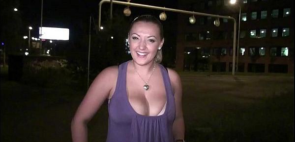  Busty girl with big tit is going to a public street sex gang bang dogging orgy